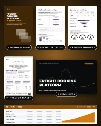 Plans, Freight booking platform: finished specimen shown whole
