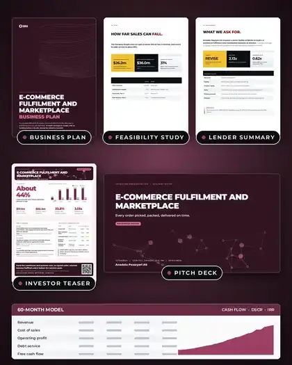 Plans, E-commerce fulfilment and marketplace: finished specimen shown whole