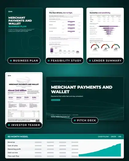 Plans, Merchant payments and wallet: finished specimen shown whole