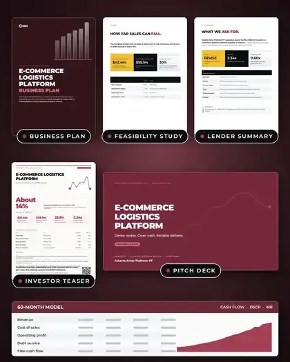 Plans, E-commerce logistics platform: finished specimen shown whole
