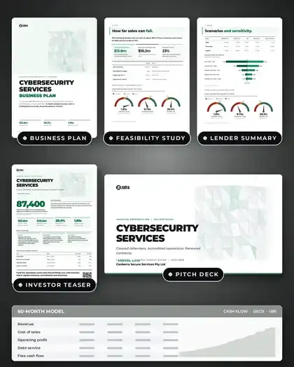 Plans, Cybersecurity services: finished specimen shown whole