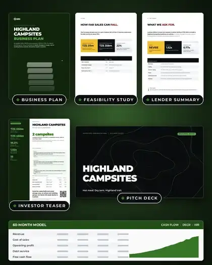 Plans, Highland campsites: finished specimen shown whole