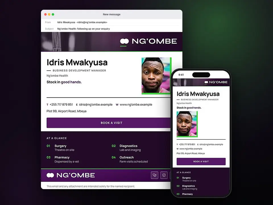 Signatures, Ng'ombe Health: finished specimen shown whole