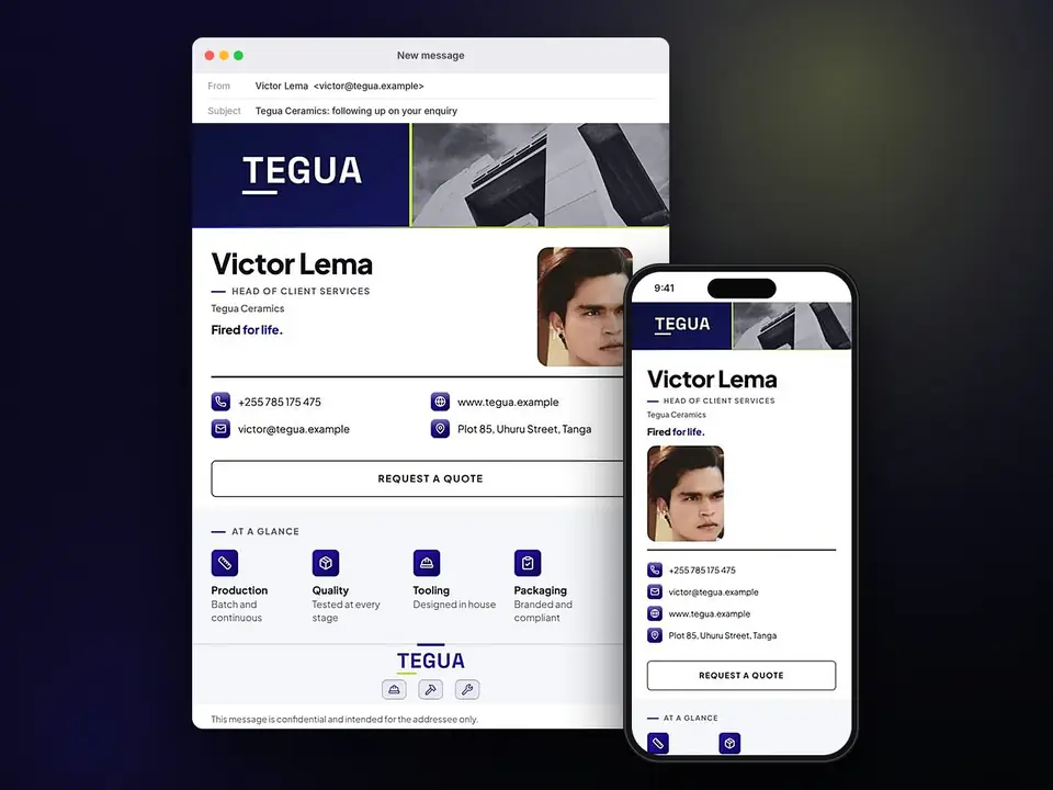 Signatures, Tegua Ceramics: finished specimen shown whole