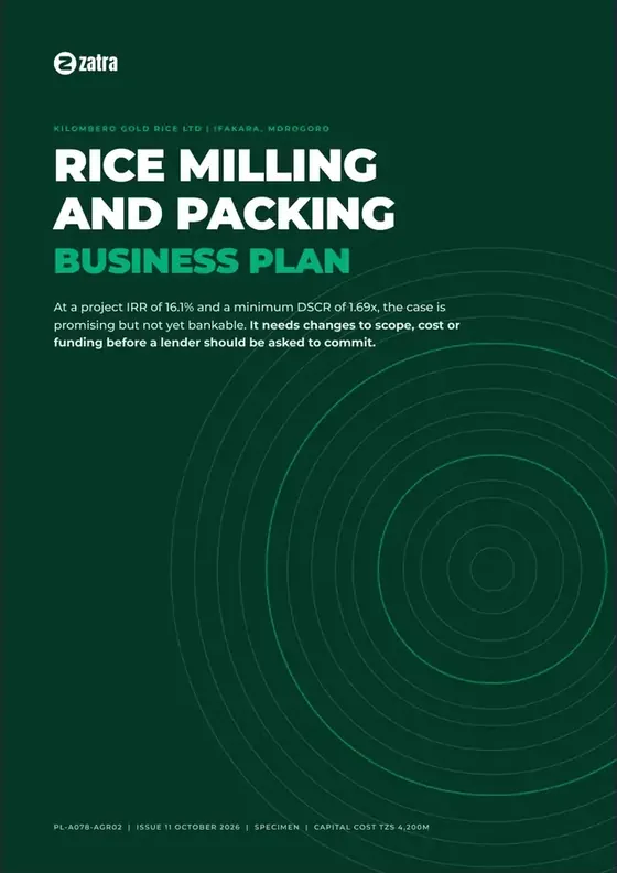 Rice milling and packing, Business plan cover